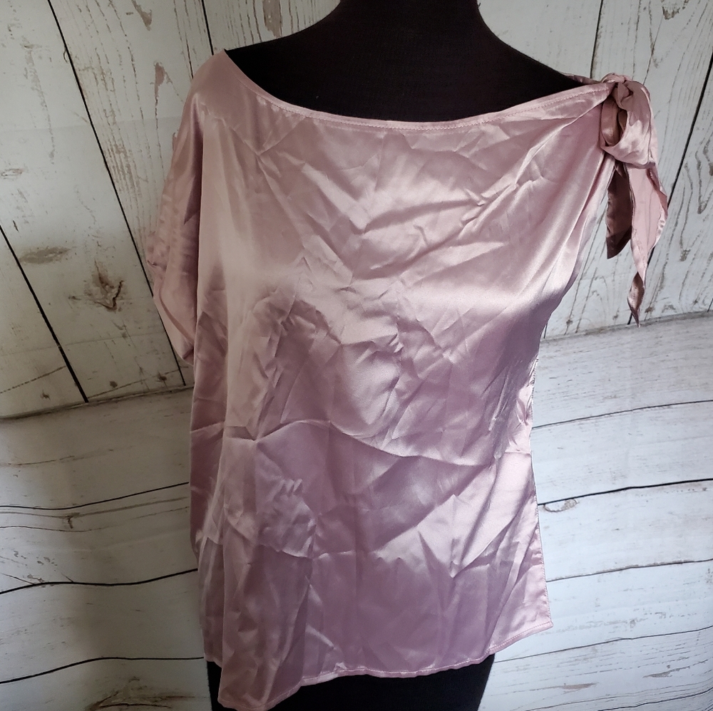 Kara and Kate satin tie shoulder blouse blush Small